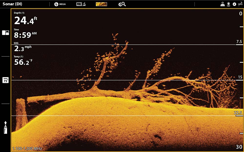 humminbird mega down imaging with amber color palette