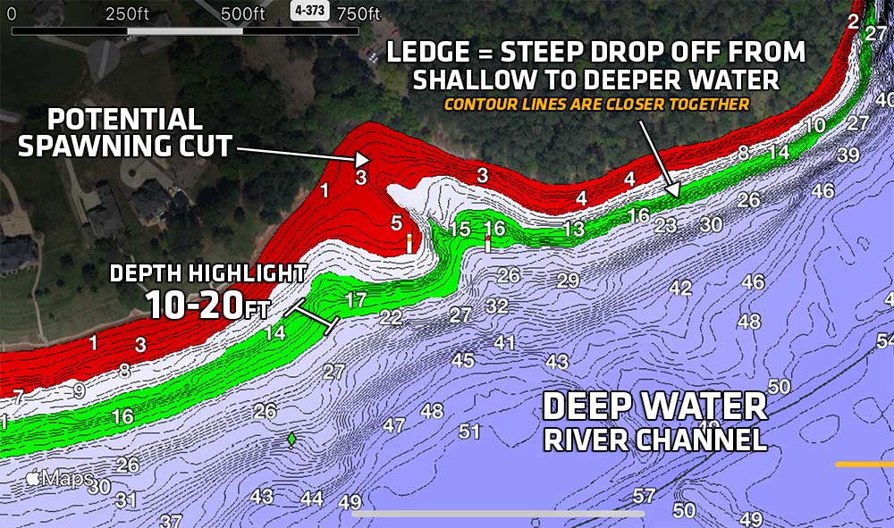 ledges on a contour map