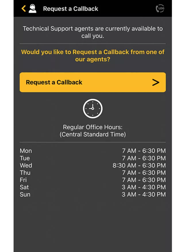 Request a Callback from Technical Support