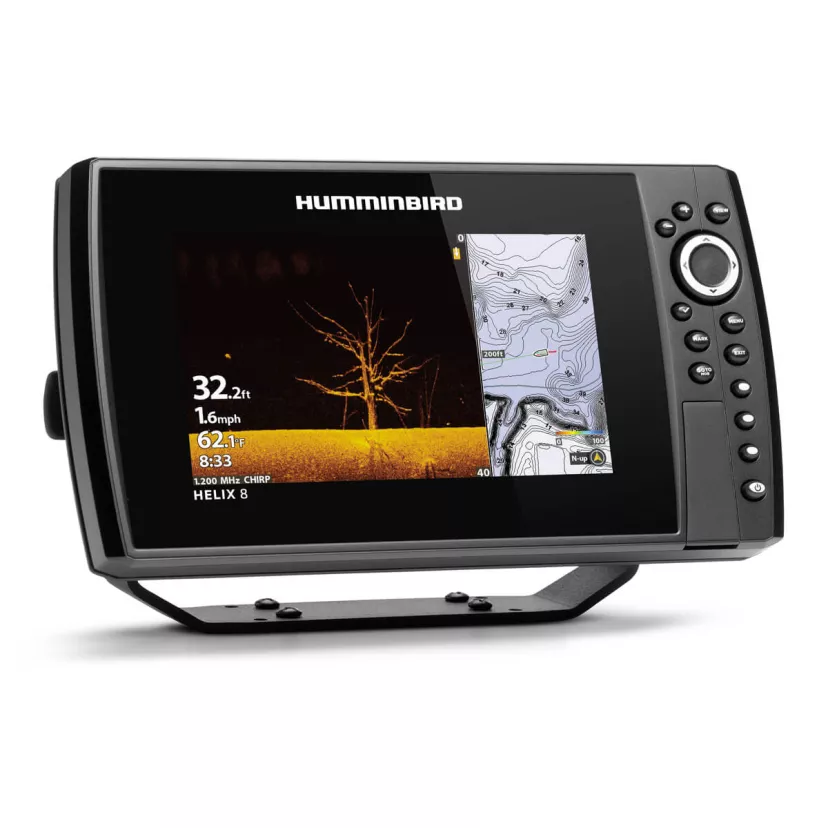 HELIX 8 CHIRP MEGA Side Imaging GPS G3N right angled view with Down Imaging