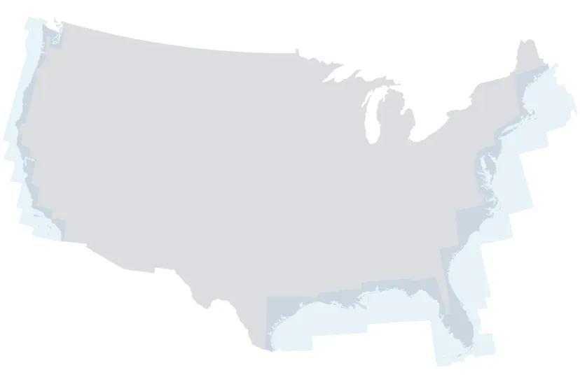 Complete Coastal Coverage for US Eastern and Western Coasts 